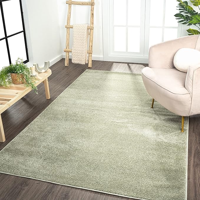 JONATHAN Y Haze Solid Low-Pile Green Indoor Area Rug 4x6, Coastal,Bohemian,Minimalist,Classic, Easy-Cleaning for Living Room,Bedroom,Kitchen,Pet Friendly,Non-Shedding (SEU100O-4)