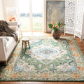 SAFAVIEH Monaco Collection X-Large Area Rug - 12' x 15', Forest Green & Light Blue, Medallion Distressed, Non-Shedding & Easy Care, Ideal for High Traffic Areas in Living Room, Bedroom (MNC243F)