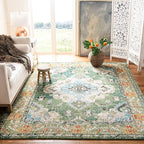 SAFAVIEH Monaco Collection X-Large Area Rug - 12' x 15', Forest Green & Light Blue, Medallion Distressed, Non-Shedding & Easy Care, Ideal for High Traffic Areas in Living Room, Bedroom (MNC243F)