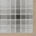 Dash & Albert Andri Plaid Black Machine Washable Rug, Runner-2.5 X 8 Feet, Black/White Plaid Pattern