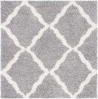 SAFAVIEH Dallas Shag Collection Area Rug - 6' Square, Grey & Ivory, Trellis Design, Non-Shedding & Easy Care, 1.5-inch Thick Ideal for High Traffic Areas in Living Room, Bedroom (SGD257G)