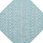 Unique Loom Outdoor Trellis Collection Area Rug - Tribal Trellis (5' 3" Octagon, Aqua/ Ivory)