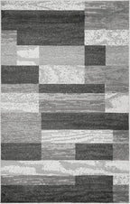Superior Indoor Area Rug, Jute Backed, Modern Geometric Patchwork Floor Decor for Bedroom, Office, Living Room, Entryway, Hardwood Floors, Rockwood Collection, 4' x 6', Charcoal