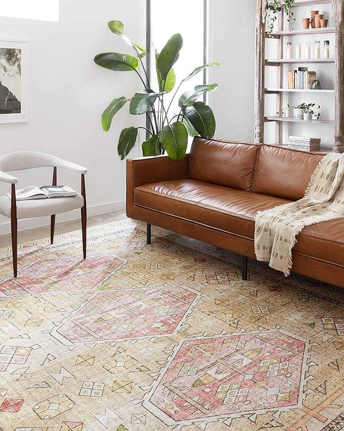 Loloi Skye Collection SKY-04 Gold/Blush 7'-6" x 9'-6" Area Rug