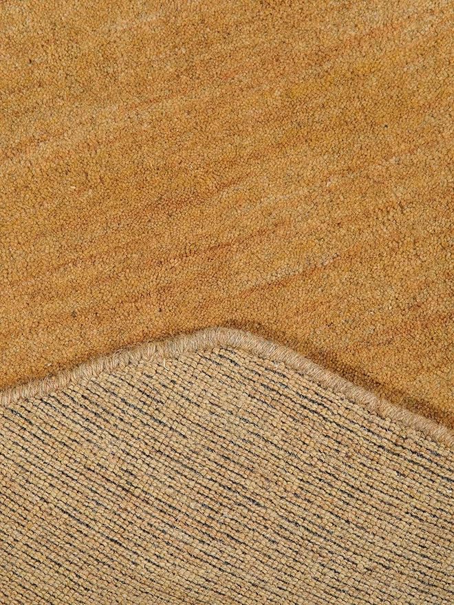 Hand Knotted Loom Wool ECO-Friendly Area Rugs - 8'x8', Octagon, Gold Color, Solid Plain Design, High Pile Thick Handmade Anti Skid Area Rugs for Living Room, Bed Room (L00111)