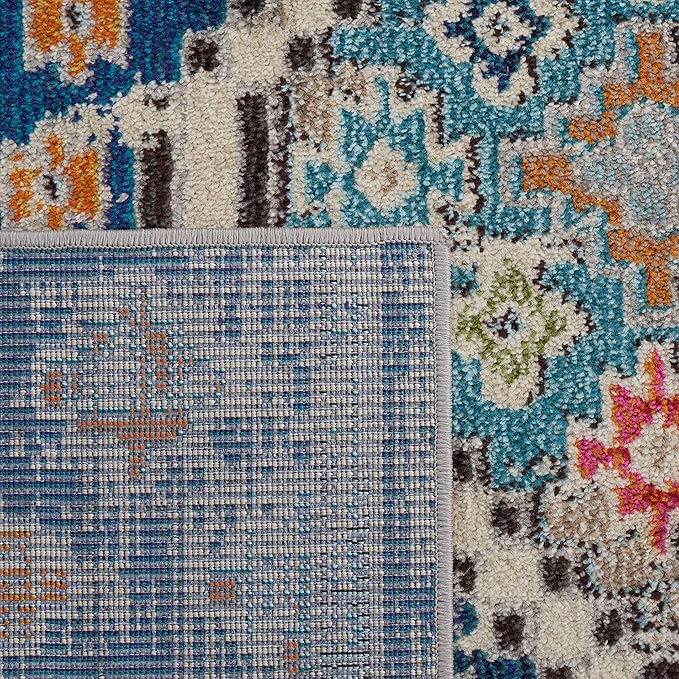 SAFAVIEH Madison Collection Area Rug - 6' x 9', Navy & Beige, Boho Diamond Distressed Design, Non-Shedding & Easy Care, Ideal for High Traffic Areas in Living Room, Bedroom (MAD418M)