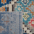 SAFAVIEH Madison Collection Area Rug - 5'3" x 7'6", Navy & Beige, Boho Diamond Distressed Design, Non-Shedding & Easy Care, Ideal for High Traffic Areas in Living Room, Bedroom (MAD418M)