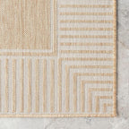Nuloom Asha Tan/Ivory, 4' x 6', Casual, Striped Border, Soft and Cozy, High Traffic, Stain Resistant, Easy Clean, Durable Area Rug for Indoor/Outdoor Patio, Deck, Porch, Garden, Courtyard