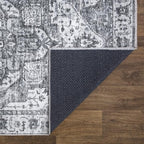 Bloom Rugs Caria Washable Non-Slip 8x10 Rug - Silver/Dark Gray Traditional Area Rug for Living Room, Bedroom, Dining Room, and Kitchen - Exact Size: 7'8" x 10'