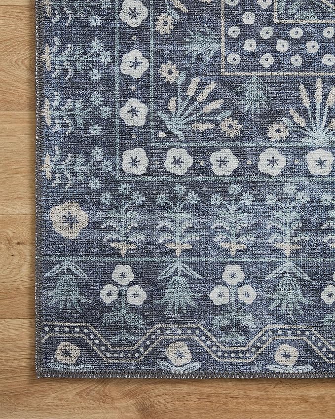 Loloi Rifle Paper Co. Maison Collection MAO-03 Rosette Blue 8'-4" x 11'-6", .19" Pile Height, Area Rug