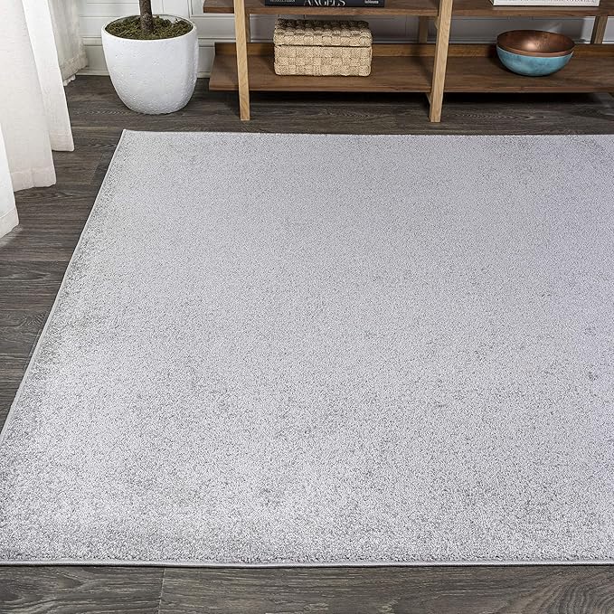 Eyely UES100K-3 Supersoft Haze Solid Low-Pile Indoor Area Rug Casual;Contemporary;Solid;Traditional, Bedroom, Kitchen, Living Room, Easy-Cleaning, Non-Shedding, 3 X 5, Light Gray