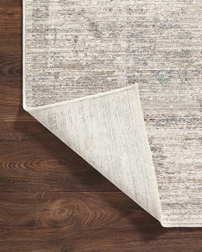Loloi Magnolia Home by Joanna Gaines Millie Collection MIE-01 Silver/Dove 9'-6" x 9'-6", .25" Pile Height, Round Area Rug