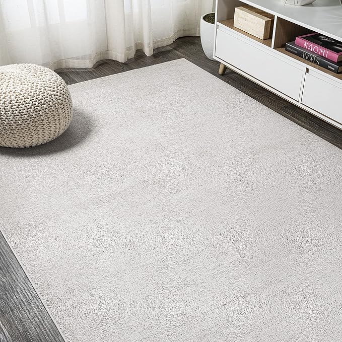 Eyely UES100D-9 Supersoft Haze Solid Low-Pile Indoor Area Rug Casual;Contemporary;Solid;Traditional, Bedroom, Kitchen, Living Room, Easy-Cleaning, Non-Shedding, 9 X 12, Ivory