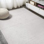 Eyely UES100D-3 Supersoft Haze Solid Low-Pile Indoor Area Rug Casual;Contemporary;Solid;Traditional, Bedroom, Kitchen, Living Room, Easy-Cleaning, Non-Shedding, 3 X 5, Ivory