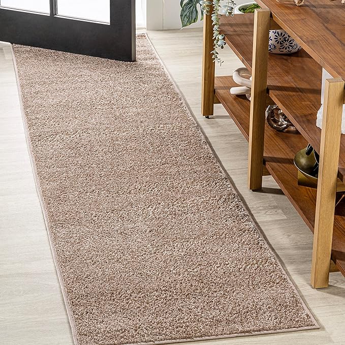 JONATHAN Y Haze Solid Low-Pile Beige Runner Rug 2x12, Coastal,Bohemian,Minimalist,Classic, Easy-Cleaning for Living Room,Bedroom,Kitchen,Pet Friendly,Non-Shedding (SEU100G-212)