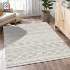RUGSURE Washable Area Rugs 4' x 6' - 1/6 Thick - Moroccan-Inspired -Stain & Water Resistant Non-Slip - Resistant Rug for Living Room, Bedroom, Nursery, Pet & Child Friendly (Grey)