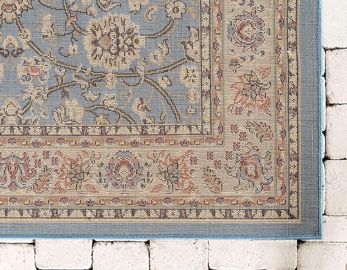 Unique Loom Sialk Hill Collection Area Rug - Washington (9' x 12' Rectangle Light Blue/Navy Blue)