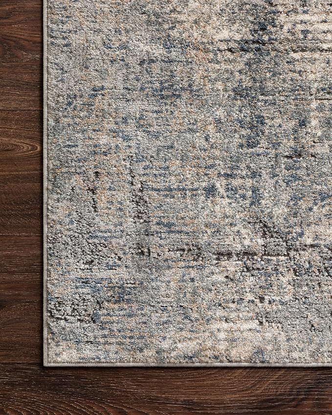 Loloi Teagan Collection TEA-05 Denim/Slate 6'-7" x 9'-2" Area Rug, Large, Soft Neutral Rug, High-Traffic for Living Room, Bedroom, Home Office, Dining Area