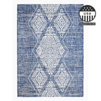 FH Home Outdoor Rug - Waterproof Easy to Clean Stain Resistant - Patio Indoor Outdoor Porch Deck Balcony Entryway - Boho Moroccan - Ariana - Blue - 5ft 2in x 7ft 6in