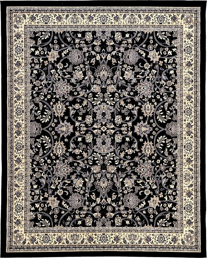 Unique Loom Sialk Hill Collection Area Rug - Washington (8' x 10' Rectangle Black/Gray)