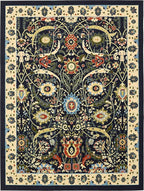 Unique Loom Espahan Collection Area Rug - Cape Cod (9'x 12' Rectangle, Navy Blue/ Black)
