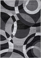 Rugshop Gray Modern Geometric Area Rug, Abstract Circles, High-Traffic, Non-Shedding, for Bedroom, Home Office and Small Living Room, 3'3" x 5'