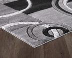 GLORY RUGS Area Rug Modern Soft Hand Carved Contemporary Floor Carpet with Premium Fluffy Texture for Indoor Living Dining Room and Bedroom Area (4x6, Grey Black)