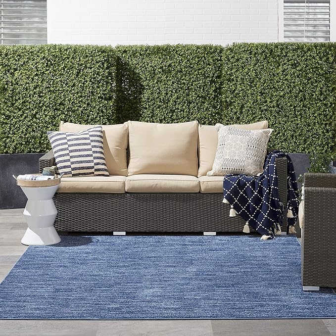 Nourison Home Nourison Essentials Navy Blue 7' x Square Area Rug - Easy Clean, Non Shedding, Bed Room, Living Room, Dining Room, Kitchen (7' x Square)