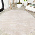 Eyely UES100D-5R Supersoft Haze Solid Low-Pile Indoor Area Rug Casual;Contemporary;Solid;Traditional, Bedroom, Kitchen, Living Room, Easy-Cleaning, Non-Shedding, 5' Round, Ivory