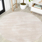 Eyely UES100D-6R Supersoft Haze Solid Low-Pile Indoor Area Rug, Coastal, Bohemian, Minimalist, Classic, Casual for Bedroom,Kitchen,Living Room,Non Shedding,Easy-Washing, Ivory, 6' Round