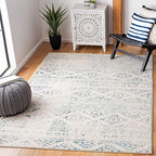SAFAVIEH Area Rug 3x5 - Tulum Collection - Ivory & Turquoise, Moroccan Boho Tribal Design, Non-Shedding & Easy to Clean, Ideal for Entryway, Foyer, Accent Space, Bedroom (TUL272E)