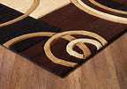 GLORY RUGS Area Rug Modern Soft Hand Carved Contemporary Floor Carpet with Premium Fluffy Texture for Indoor Living Dining Room and Bedroom Area (Brown, 4'x6')