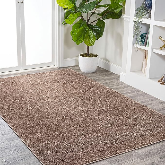JONATHAN Y Haze Solid Low-Pile Brown Indoor Area Rug 4x6, Coastal,Bohemian,Minimalist,Classic, Easy-Cleaning for Living Room,Bedroom,Kitchen,Pet Friendly,Non-Shedding (SEU100J-4)