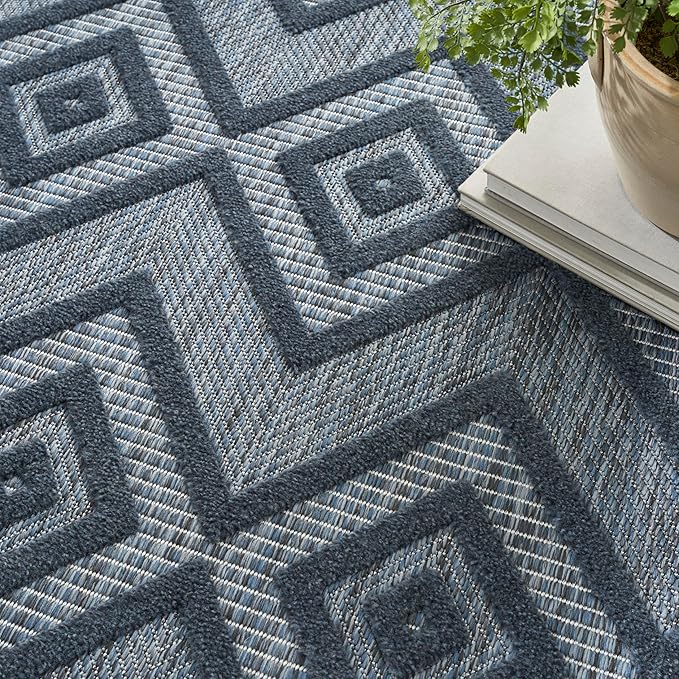 Nourison Home Versatile Navy Blue 6' x 9' Area Rug - Easy Clean, Non Shedding, Bed Room, Living Room, Dining Room, Kitchen (6' x 9')