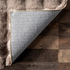 Nuloom Jeni Taupe, 6' Square, Solid Faux Rabbit, Fluffy and Cozy, High Traffic, Stain Resistant, Easy Clean, Durable Washable Area Rug for Bedroom, Living Room, Dining, Den, Foyer, Entryway