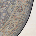 Unique Loom Sialk Hill Collection Area Rug - Washington (7' 10" Round Navy Blue/Cream)