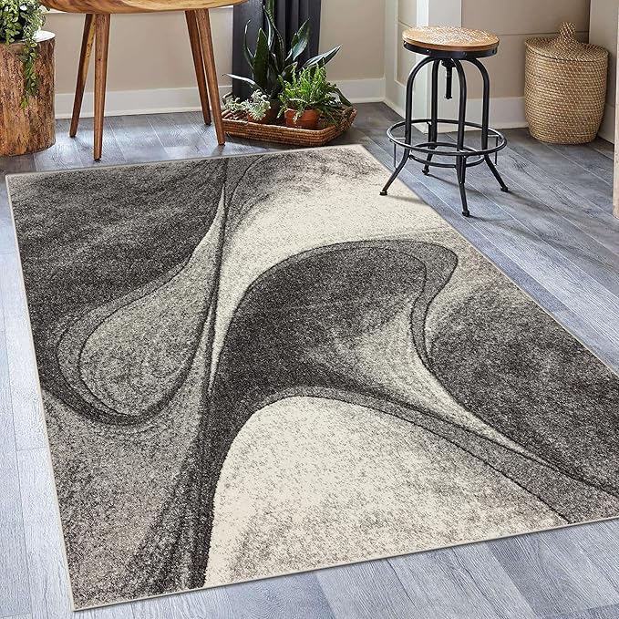LUXE WEAVERS Spiral Abstract Gray 5x7 Area Rug