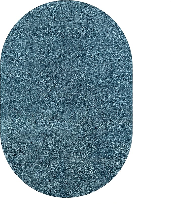 JONATHAN Y Haze Solid Low-Pile Turquoise 6x9 Oval Indoor Area Rug, Coastal,Bohemian,Minimalist,Classic, Easy-Cleaning for Living Room,Bedroom,Kitchen,Pet Friendly,Non-Shedding (SEU100H-6OV)