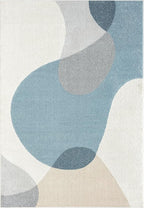 Abani Deco Collection Area Rug - Cream/Blue Mid-Century Design -6' x 9' - Easy to Clean - Durable for Kids and Pets - Non-Shedding - Medium Pile - Soft Feel - for Living Room, Bedroom & Office