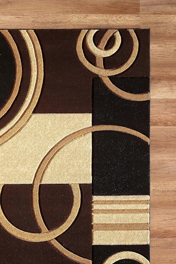 GLORY RUGS Area Rug Modern Soft Hand Carved Contemporary Floor Carpet with Premium Fluffy Texture for Indoor Living Dining Room and Bedroom Area (Brown, 5x7)