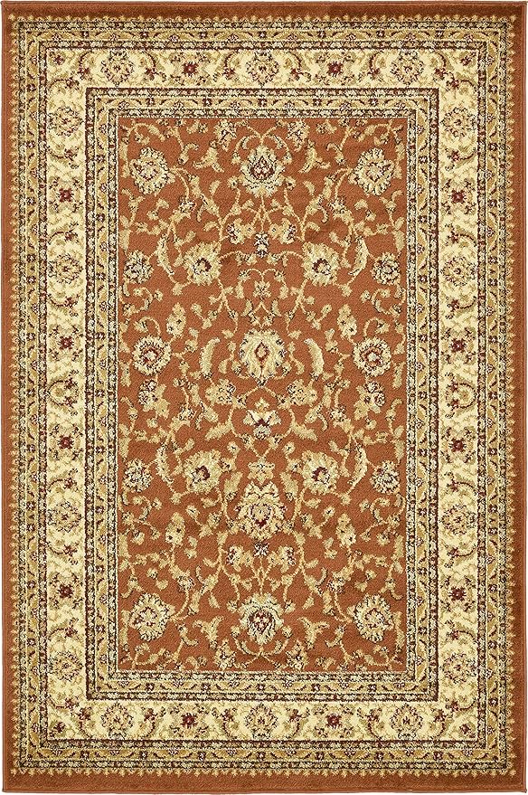 Unique Loom Voyage Collection Traditional Oriental Classic Intricate Design Area Rug (4' 0 x 6' 0 Rectangular, Terracotta/Ivory)