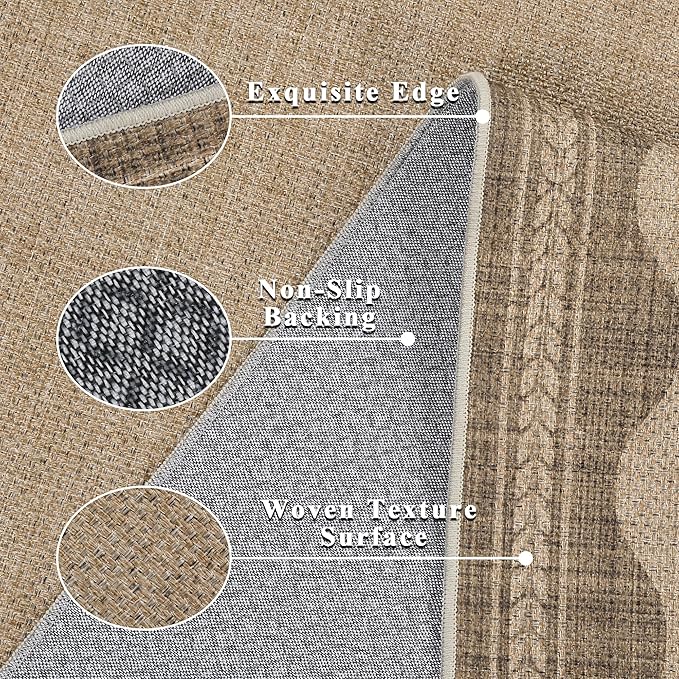 Scalloped Easy Jute Runner Rug,2x6 Kitchen Runner Rugs for Hallway Non Slip Washable Indoor Outdoor Carpet for Laundry Room Bedroom Entry 6ft