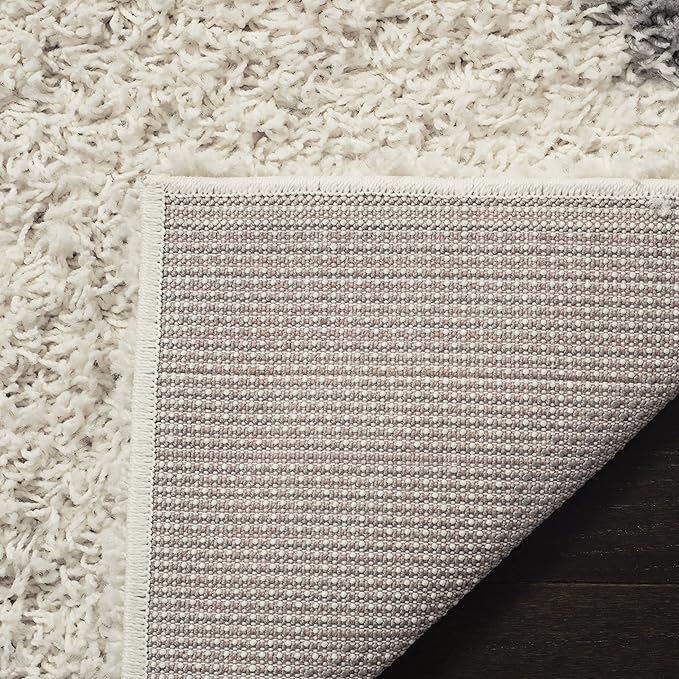 SAFAVIEH Dallas Shag Collection Area Rug - 8'6" x 12', Ivory & Grey, Trellis Design, Non-Shedding & Easy Care, 1.5-inch Thick Ideal for High Traffic Areas in Living Room, Bedroom (SGD257F)
