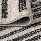 JONATHAN Y Khalil Modern Berber Stripe Cream/Black 5' Round Indoor Area Rug, Contemporary, Bohemian, Easy-Cleaning for Living Room, Bedroom, Kitchen, Pet Friendly, Non-Shedding (MOH207A-5R)