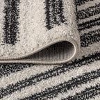 JONATHAN Y Khalil Modern Berber Stripe Cream/Black 9' Round Indoor Area Rug, Contemporary, Bohemian, Easy-Cleaning for Living Room, Bedroom, Kitchen, Pet Friendly, Non-Shedding (MOH207A-9R)