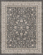 Well Woven Asha Rome Black 9'10" x 13' Area Rug - Oriental Floral Pattern, Easy Clean, Floor-Friendly Backing - for Living Room, Bedroom, and Dining Room