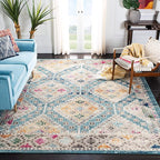 SAFAVIEH Madison Collection Accent Rug - 3' x 5', Dark Blue & Yellow, Boho Distressed Design, Non-Shedding & Easy Care, Ideal for High Traffic Areas in Entryway, Living Room, Bedroom (MAD418N)