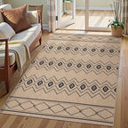 Tangsoo Modern Geometric Easy Jute Rug 3x5 Small Area Rug,Non-Slip Washable Rug for Entryway,Ultra Thin Non Shedding Indoor Outdoor Door Mat for Porch Bedroom Patio