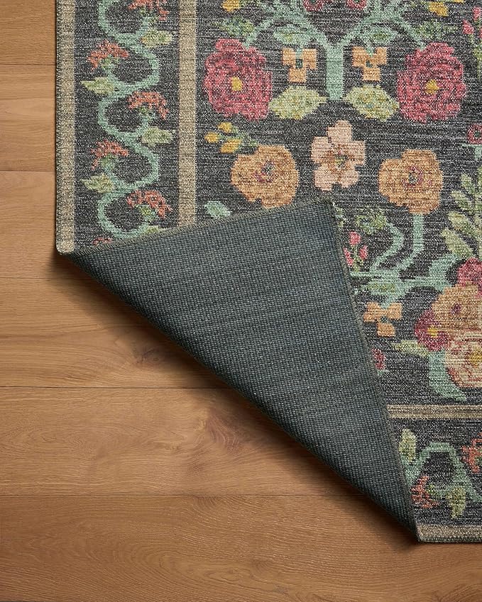 Loloi Rifle Paper Co. Rosa Collection RSA-01 Black 8'-4" x 11'-6" Area Rug