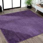 Eyely UES100N-9SQ Supersoft Haze Solid Low-Pile Indoor Area Rug, Coastal, Bohemian, Minimalist, Classic, Casual for Bedroom,Kitchen,Living Room,Non Shedding,Easy-Washing, Purple, 9' Square